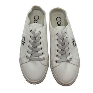 Calvin Klein Women's KCCOREY-T Casual Slip On Sneakers CK Logo White Size 10